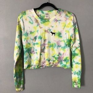 PINK Tie Dye crop top sweatshirt